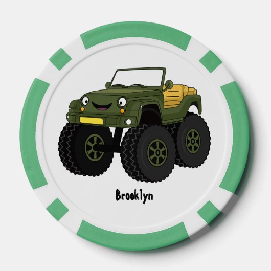 Cartoon eines grünen Monster Pokerchips (Rückseite)