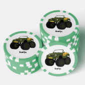 Cartoon eines grünen Monster Pokerchips (Stapel)
