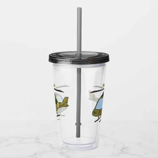 Cartoon eines niedlichen Heereshubschraubers Acryltrinkbecher (Rechts)