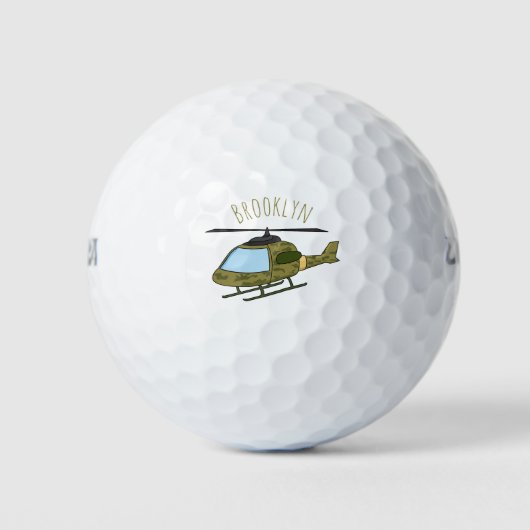 Cartoon eines niedlichen Heereshubschraubers Golfball (Vorderseite)