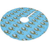 Cartoon eines niedlichen Heereshubschraubers Polyester Weihnachtsbaumdecke (Schrägansicht)