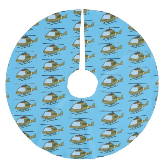 Cartoon eines niedlichen Heereshubschraubers Polyester Weihnachtsbaumdecke (Vorderseite)
