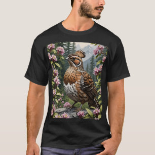 Cartoon eines Raufußhuhns, umgeben von Bergen T-Shirt