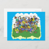 Cartoon eines Rugby-Spiels. Postkarte (Vorne/Hinten)