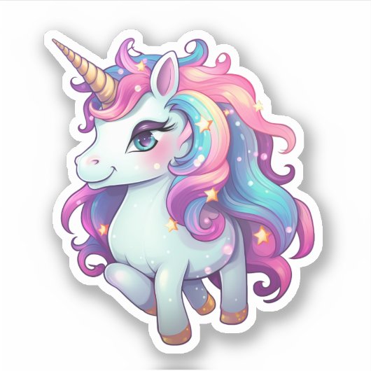 Cartoon Einhornabbildungen Aufkleber (Vorderseite)