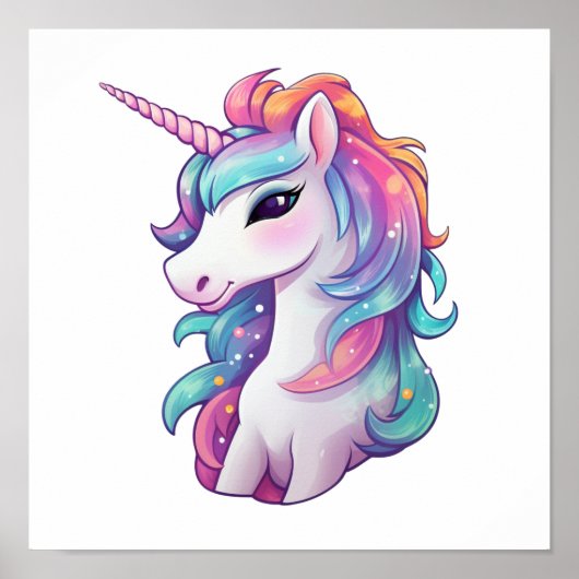 Cartoon Einhornabbildungen Poster (Vorne)