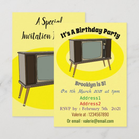 Cartoon Einladung (Vorne/Hinten)