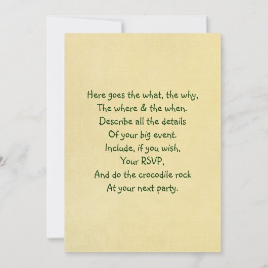 Cartoon Einladung Krokodil (Rückseite)