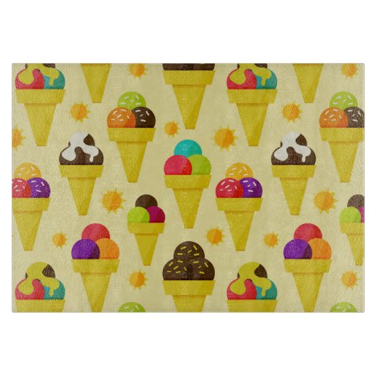 Cartoon Eis Creme Cons Schneidebrett (Vorderseite)