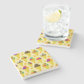 Cartoon Eis Creme Cons Steinuntersetzer (Seitenansicht)