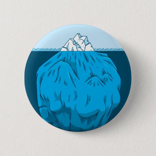 Cartoon-Eisberg unter Wasser Button (Vorderseite)