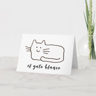 Cartoon El Gato Blanco Katze Linienzeichnung Karte