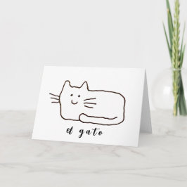 Cartoon El Gato Cat Doodle Line Drawing Card Karte