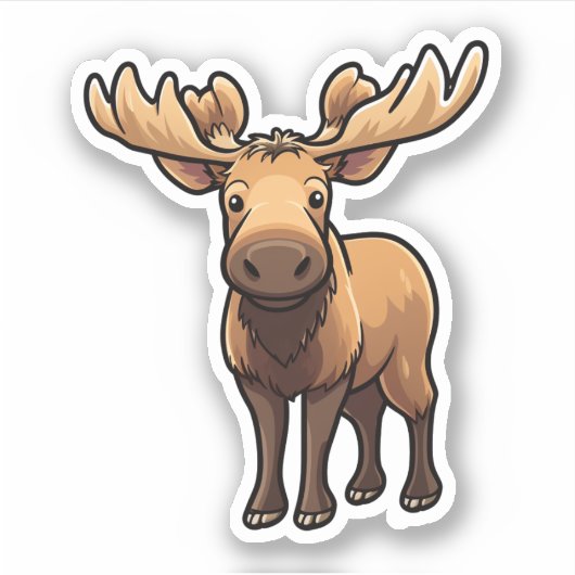 Cartoon Elch-Abbildung Aufkleber (Vorderseite)