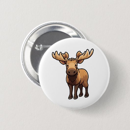Cartoon Elch-Abbildung Button (Vorne & Hinten)