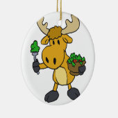 Cartoon Elche Esssalat | Farbe wählen Keramik Ornament (Rechts)