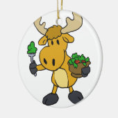 Cartoon Elche Esssalat | Farbe wählen Keramik Ornament (Links)