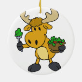 Cartoon Elche Esssalat | Farbe wählen Keramik Ornament (Hinten)