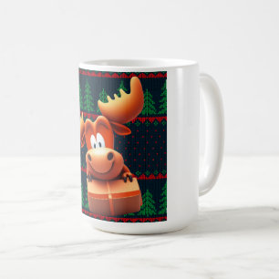 Cartoon Elche mit Weihnachtsgeschenk Tshirt Frauen Kaffeetasse