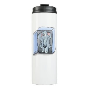 Cartoon-Elefant in einem Kühlschrank Thermosbecher