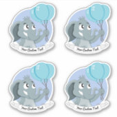Cartoon Elefant mit blauen Ballons und Textstift Aufkleber (Vorderseite)