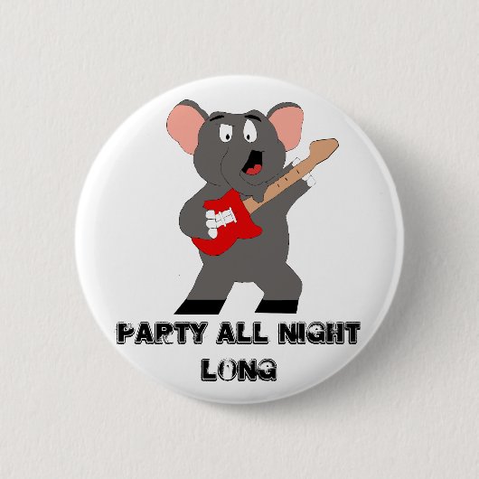 Cartoon-Elefant mit Gitarre Button (Vorderseite)