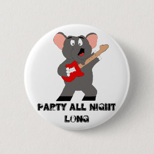 Cartoon-Elefant mit Gitarre Button
