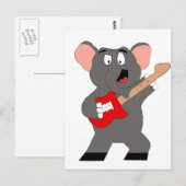 Cartoon Elefant mit Gitarre Postkarte (Vorne/Hinten)