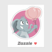 Cartoon Elefant mit rosa Ballons Aufkleber (Blatt)