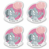 Cartoon Elefant mit rosa Ballons und Text Aufkleber (Vorderseite)