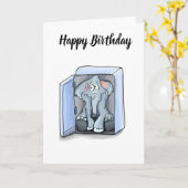 Cartoon Elefant sitzend in einem Kühlschrank Karte (Gelbe Blume)