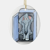 Cartoon Elefant sitzend in einem Kühlschrank Keramikornament (Rechts)
