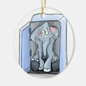 Cartoon Elefant sitzend in einem Kühlschrank Keramikornament (Links)