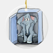 Cartoon Elefant sitzend in einem Kühlschrank Keramikornament (Hinten)