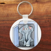 Cartoon Elefant sitzend in einem Kühlschrank Schlüsselanhänger (Vorderseite)
