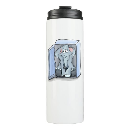 Cartoon Elefant sitzend in einem Kühlschrank Thermosbecher (Vorderseite)