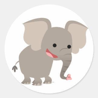 Cartoon-Elephant-Aufkleber Runder Aufkleber