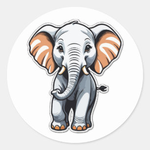 Cartoon Elephant Illustration - Ideal für Kinder Runder Aufkleber