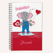 Cartoon Elephant Kid Personalisiert Spiral Journal Notizblock (Vorderseite)