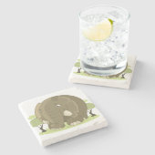 Cartoon Elephant Steinuntersetzer (Seitenansicht)