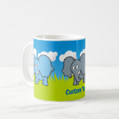 Cartoon Elephants Kaffeemaschine Tasse (Vorderseite Links)