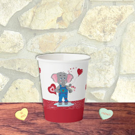 Cartoon Elephants | Rotes und weißes Papier Cup Pappbecher