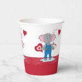 Cartoon Elephants | Rotes und weißes Papier Cup Pappbecher (Rückseite)