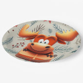 Cartoon Elose mit Geschenk über Weihnachten Muster Pappteller (Schrägansicht)