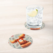 Cartoon Elose mit Geschenk über Weihnachten Muster Runder Pappuntersetzer (Vor Ort)