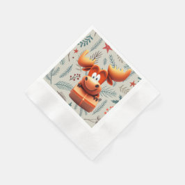 Cartoon Elose mit Geschenk über Weihnachten Muster Serviette