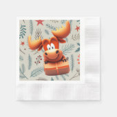 Cartoon Elose mit Geschenk über Weihnachten Muster Serviette (Vorderseite)