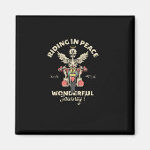 Cartoon-Emblem des Schädelengels Motorrad fahren Magnet (Vorne)