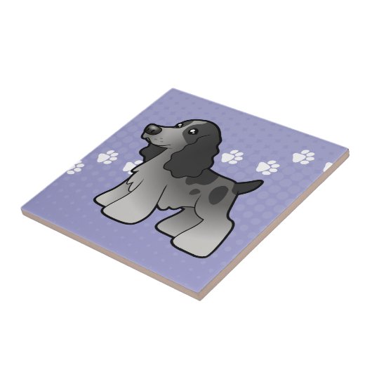 Cartoon-englischer Cockerspaniel Fliese (Seite)