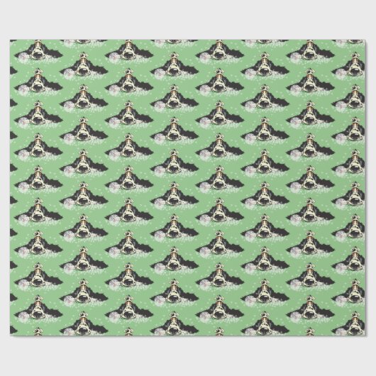 Cartoon English Cocker spaniel Wrapping Paper Geschenkpapier (Flach)